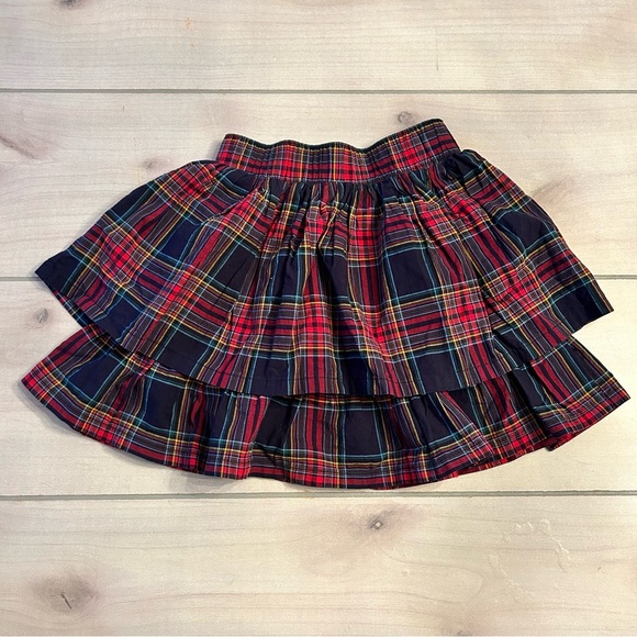 Hanna Andersson Other - Hanna Andersson Plaid Holiday Ruffle Tiered Skirt Red and Navy